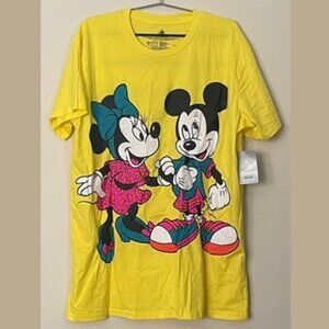 NWT XL Mickey Mouse Minnie Mouse Retro Disney Plus Size Bright Yellow T-Shirt